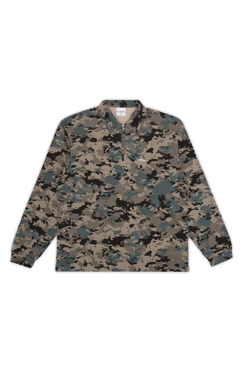 Students Gunnison Camo Long Sleeve Cotton Zip Polo In Green