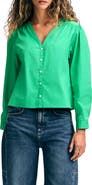 Isaac Mizrahi New York Cotton V-Neck Button-Up Shirt