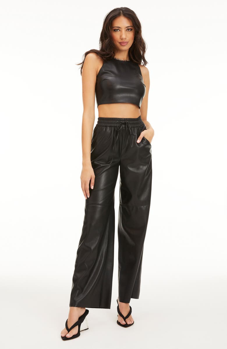 Good American Faux Leather Wide Leg Pants, Alternate, color,