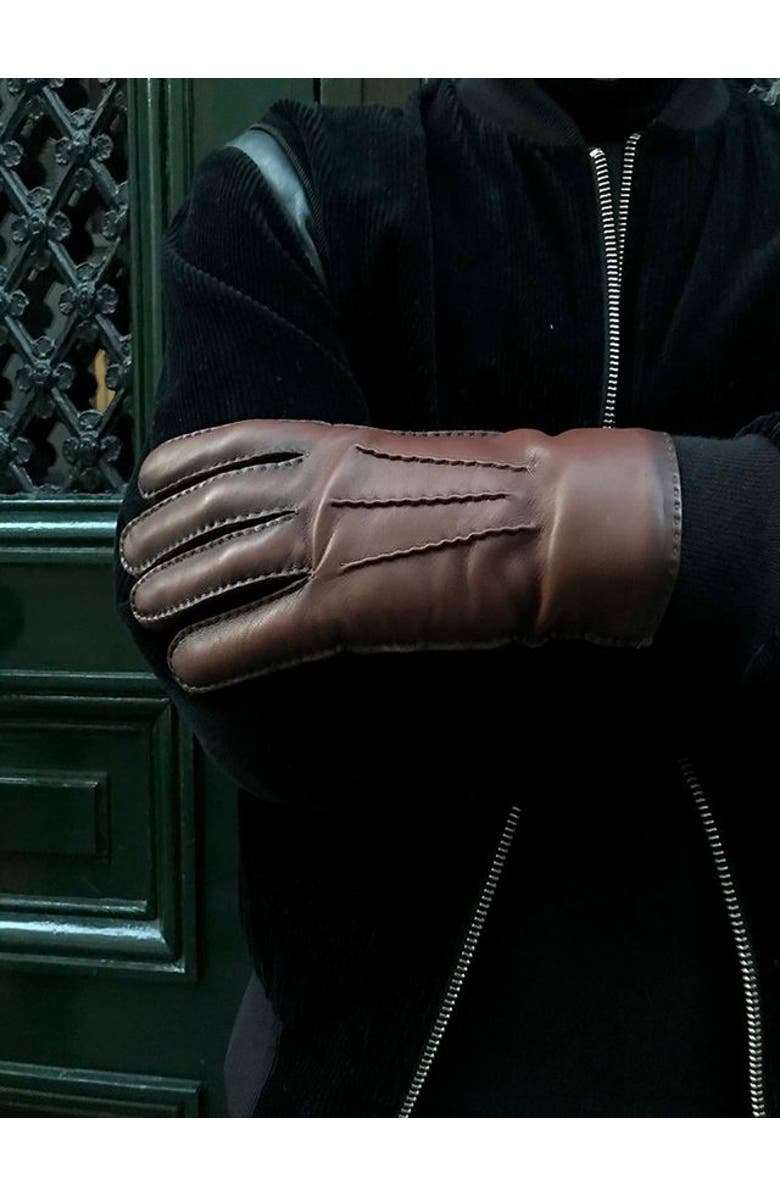 Agnelle Arthur Lambskin Glove Fully Lined in Cashmere, Alternate, color, Whisky Patine