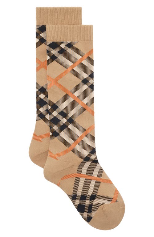 Burberry Childrens Check Cotton Blend Socks In Sand