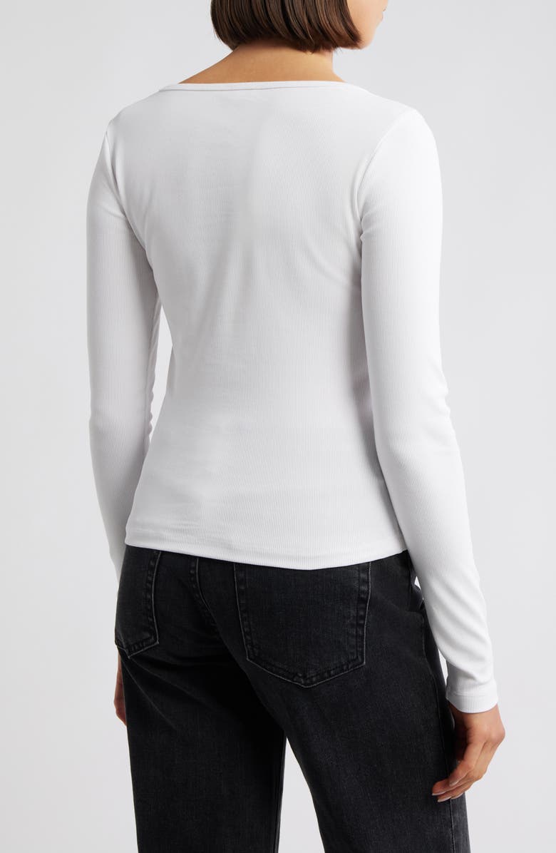 Mavi Jeans Square Neck Long Sleeve T-Shirt, Alternate, color, White