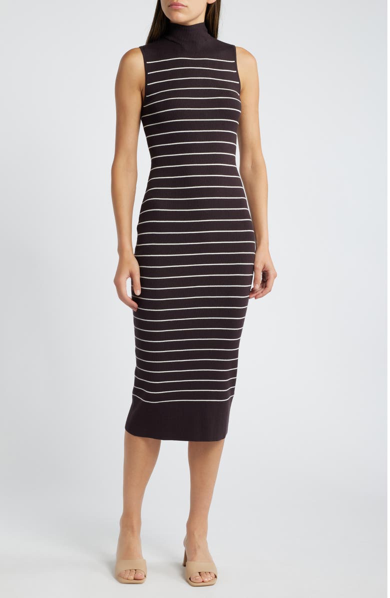 Madewell The Signature Sleeveless Mock Neck Rib Knit Dress, Alternate, color, 