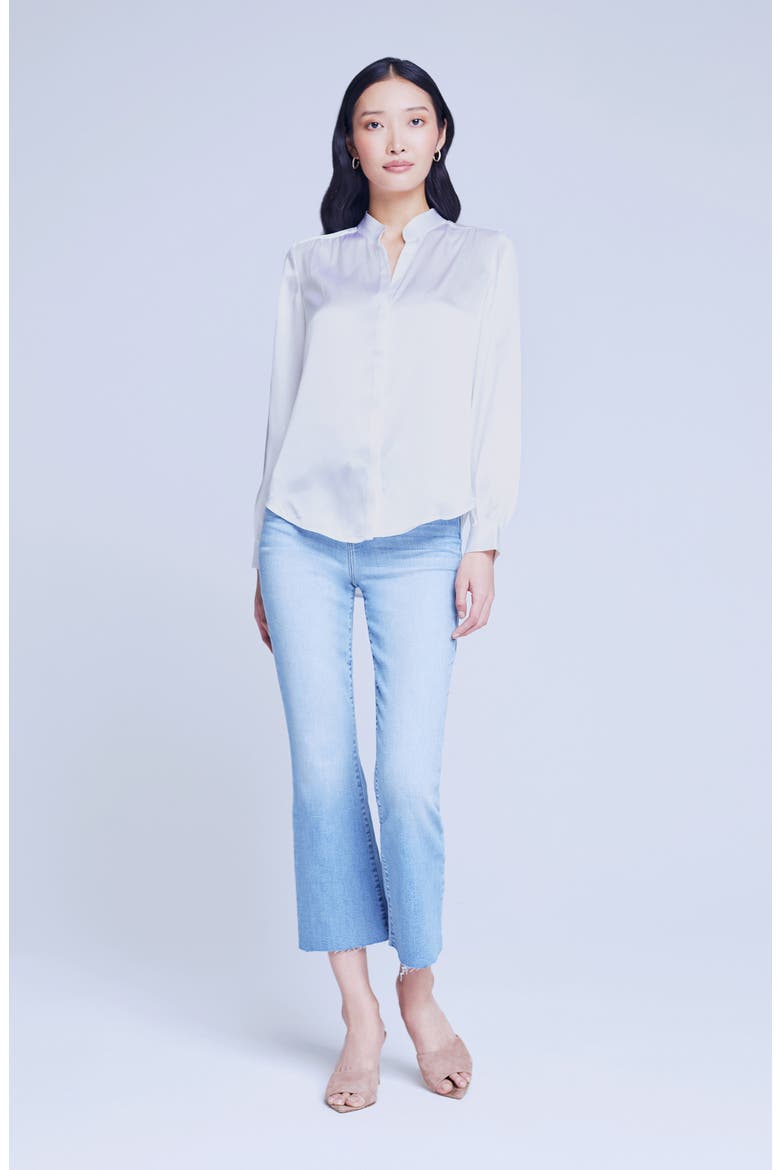 Bianca Silk Satin Blouse, Alternate, color, WHITE