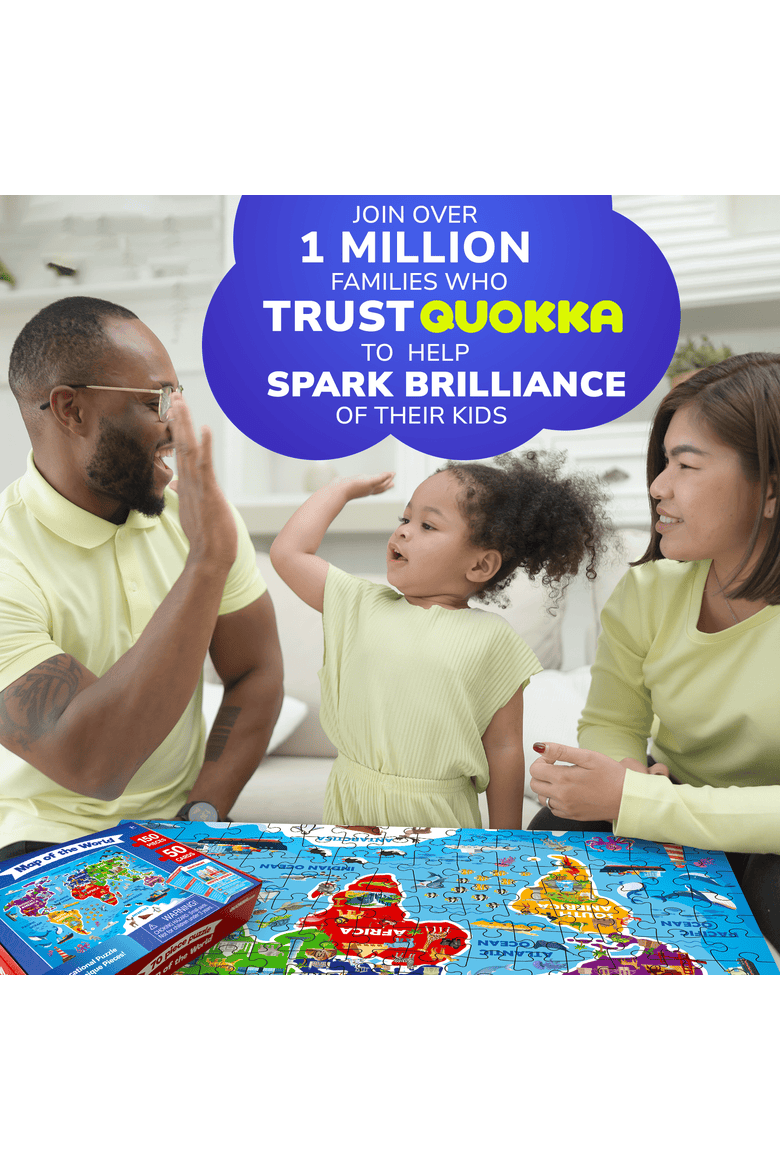 Kids Jigsaw Puzzles - 70 & 150 Piece Search & Find Riddle Puzzles with Flashcards, Alternate, color, 150Pcs World Map