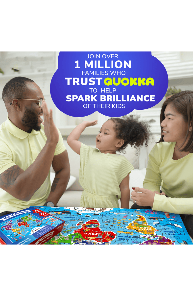 Quokka Search & Find Riddle Puzzles for Kids - 70 & 150 Piece Jigsaw Puzzles with Flashcards, Alternate, color, 150Pcs World Map