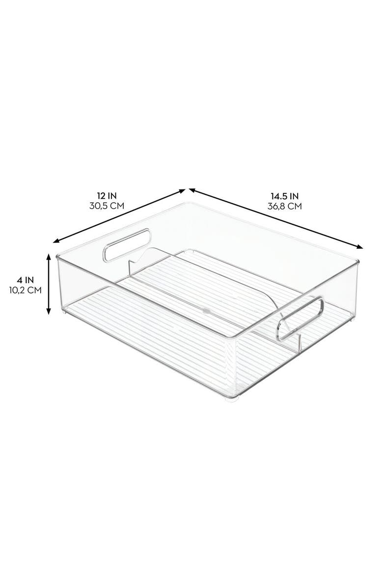 mDesign Divided Pantry Bin with Handles for Pantry, Refrigerator, or Freezer - Set of 6 - Clear, Alternate, color, Clear