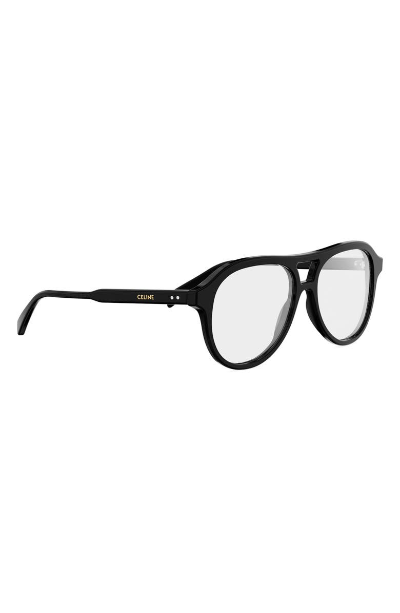 CELINE 54mm Thin Pilot Optical Glasses, Alternate, color, Shiny Black