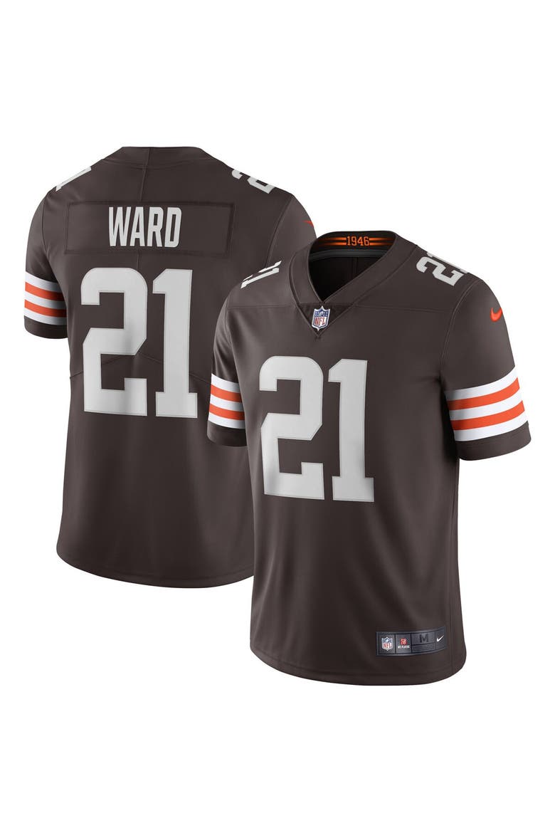 Men's Nike Denzel Ward Brown Cleveland Browns Vapor Limited Jersey, Main, color, Brown