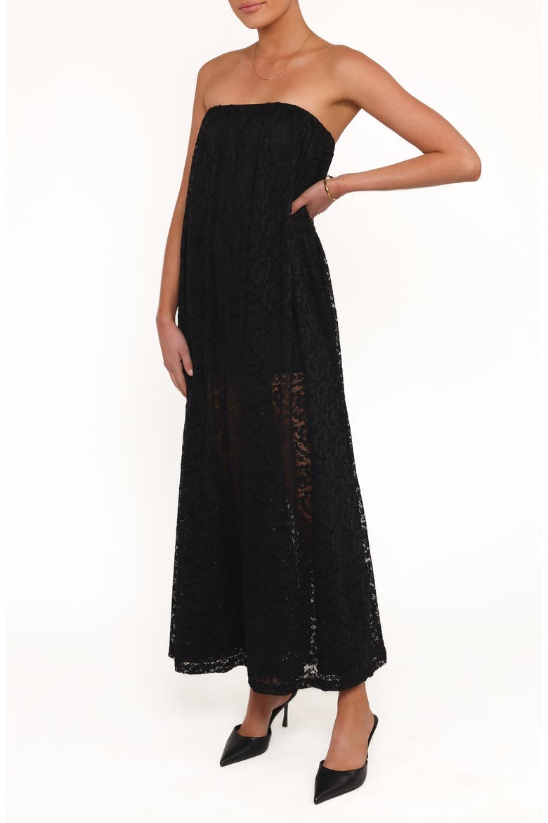Davina Lace Strapless Maxi Dress, Alternate, color, BLACK LACE
