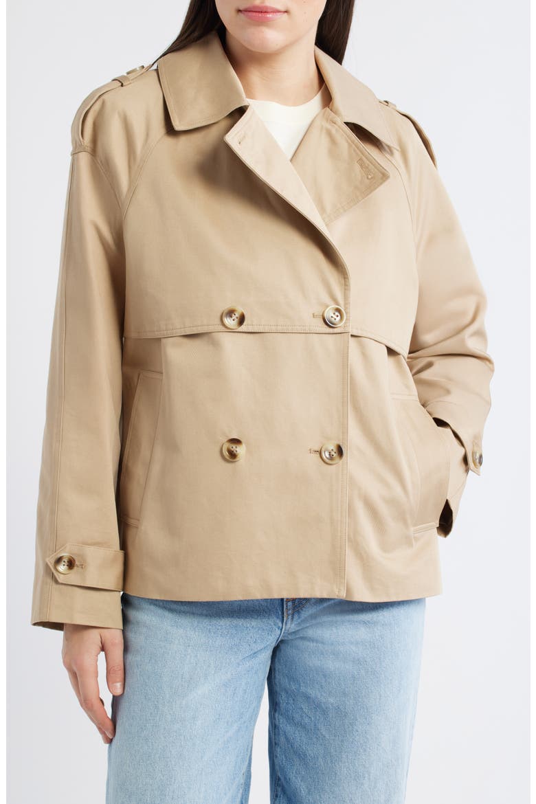 Short Cotton Trench Coat, Main, color, KHAKI