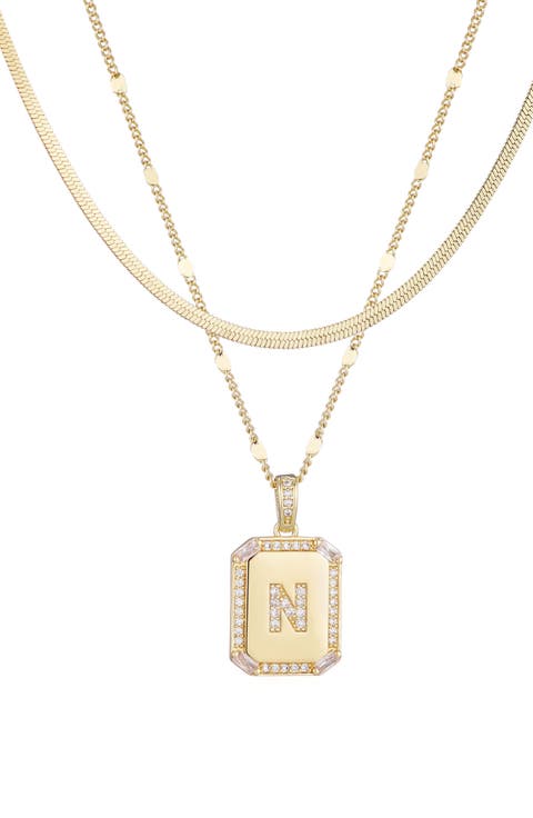 Initial Tag Pendant Necklace