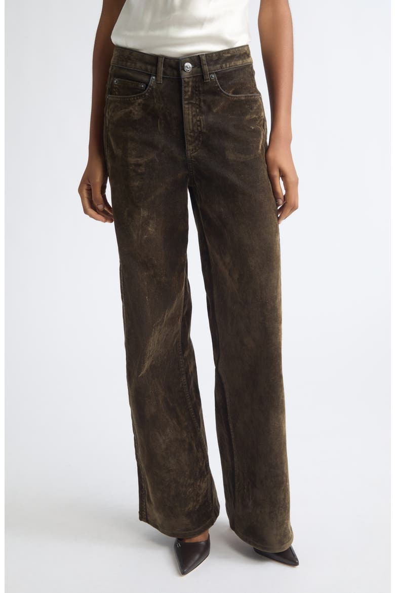 Betsy Flocked Bootcut Jeans, Main, color, DARK OLIVE