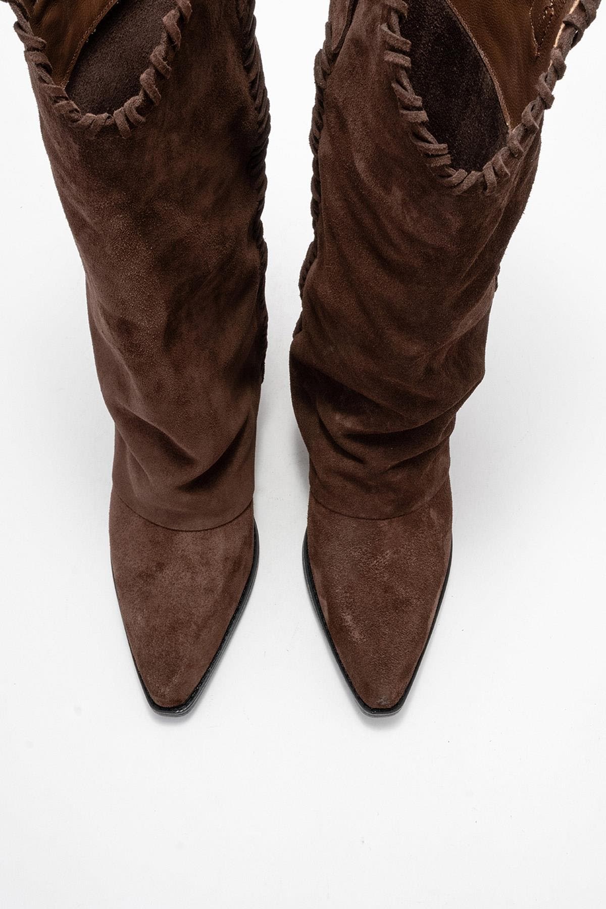 Clementina Leather Western Boot, Alternate, color, Brown Suede Leather