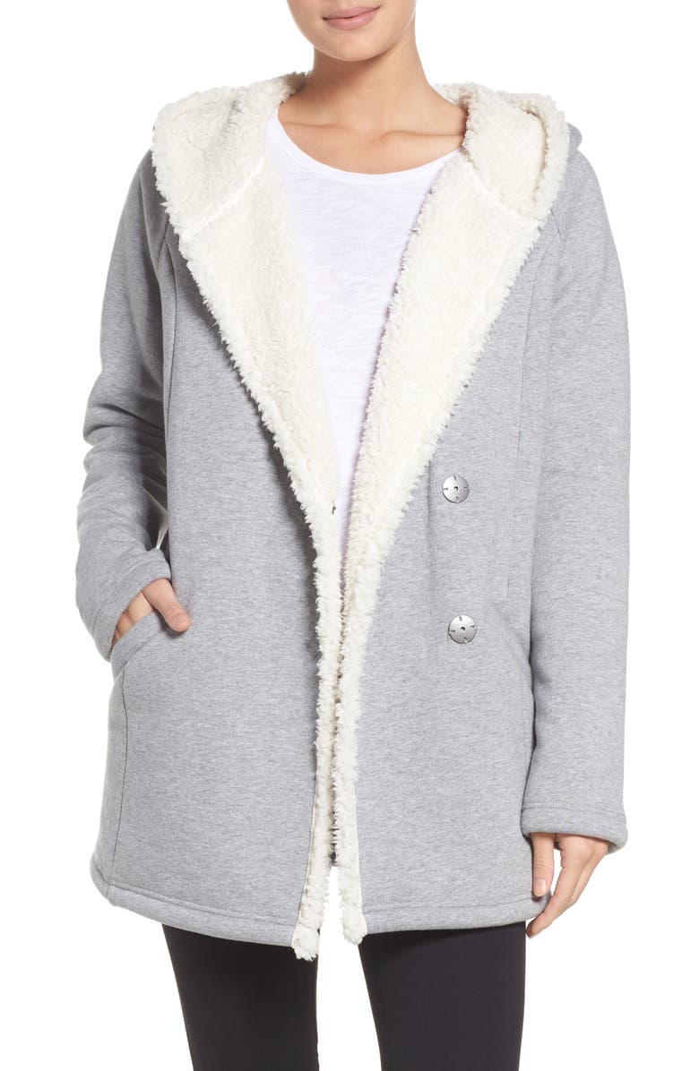 Zella Chalet Fleece Lined Hooded Wrap, Main, color, 