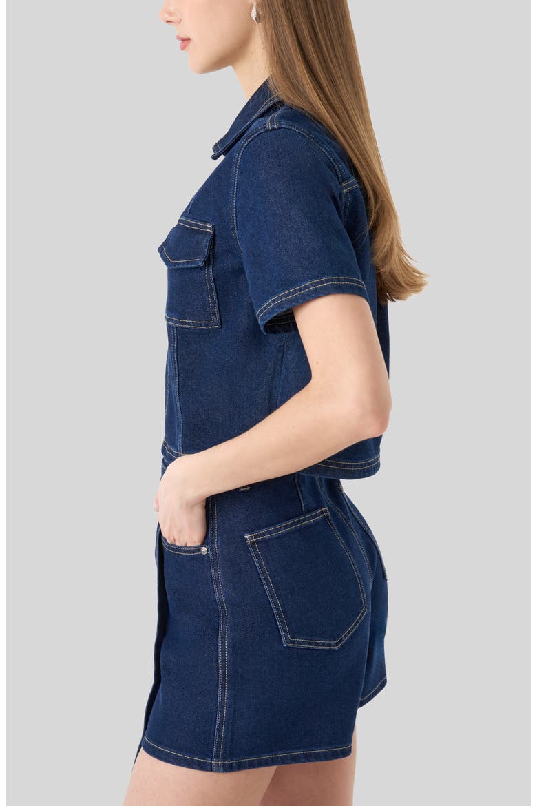 Popover Denim Crop Top, Alternate, color, RINSE WASH
