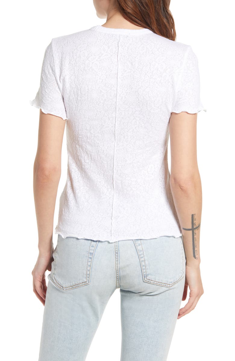 rag & bone Gemma Floral Jacquard T-Shirt, Alternate, color, White