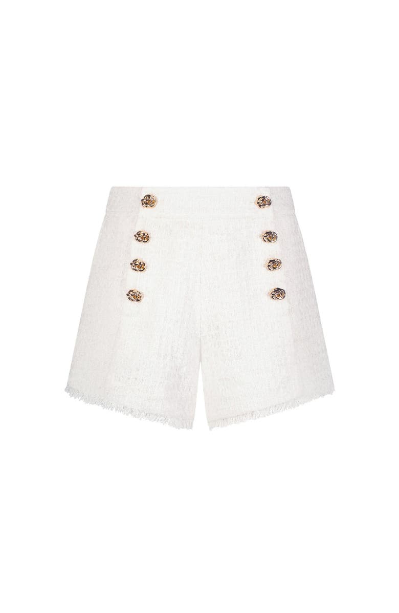 The Noli Shop Tamara Tweed Button Short, Alternate, color, White