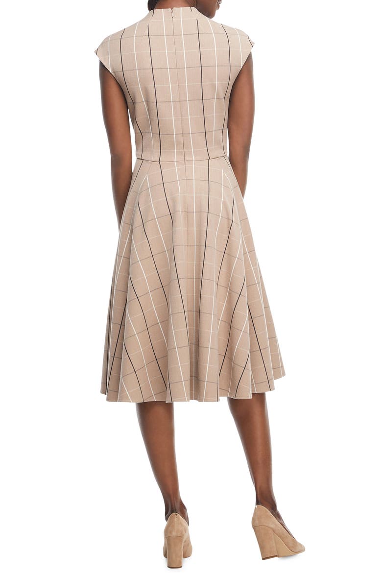 Eva Windowpane Check Faux Wrap Dress, Alternate, color, BEIGE MULTI