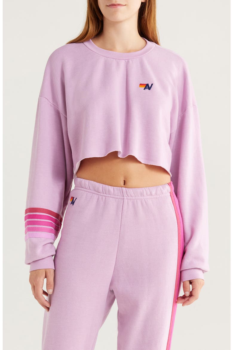 Rugby Stitch Crop Sweatshirt, Main, color, MAUVE