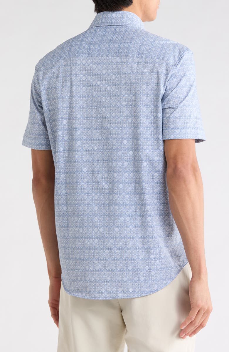 Bugatchi Short Sleeve Woven Shirt, Alternate, color, Steel