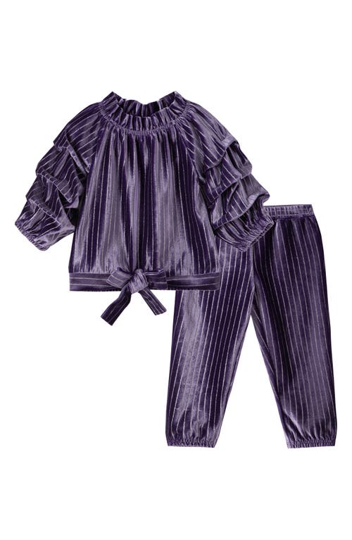Habitual Kids Joyce Metallic Pullover Velour Set in Purple  product