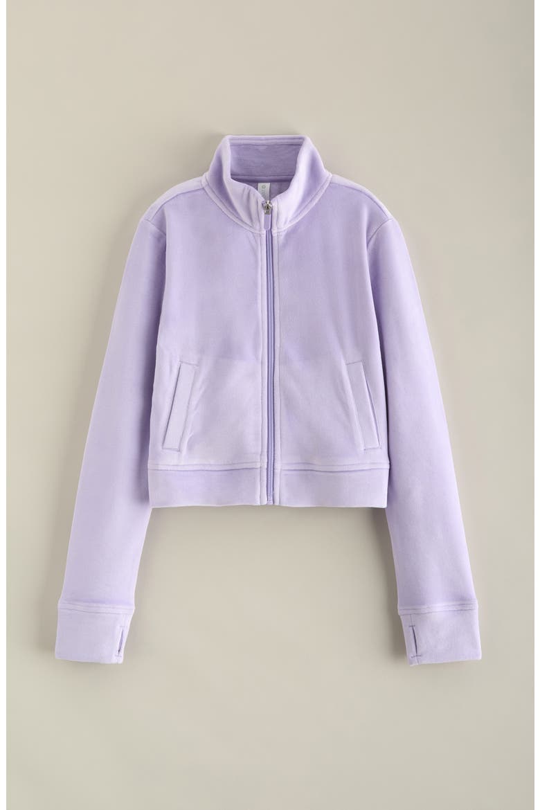 Kids' Downtime Velour Zip Jacket, Main, color, PURPLE SPRAY