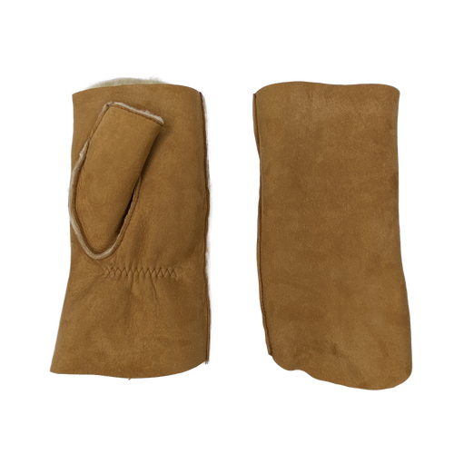 Agnelle Denise Double Face Fingerless Lambskin Glove In Brown