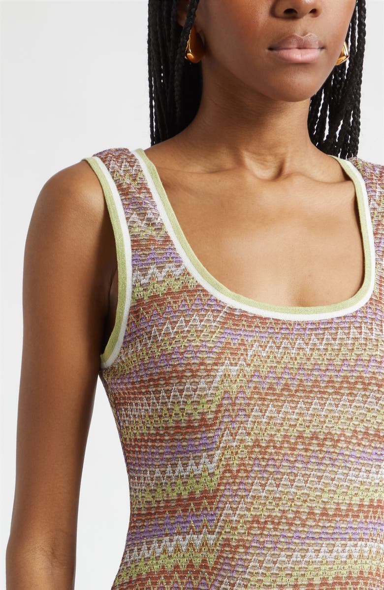 Ramy Brook Liora Metallic Chevron Stripe Dress, Alternate, color, Multi Lurex Knit