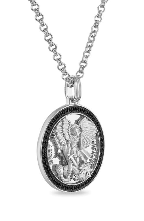 Esquire Black Diamond St. Michael Pendant Necklace In Silver