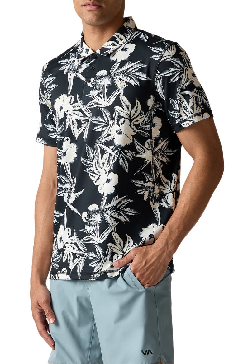 Sport Vent Polo, Alternate, color, BLACK FLORAL