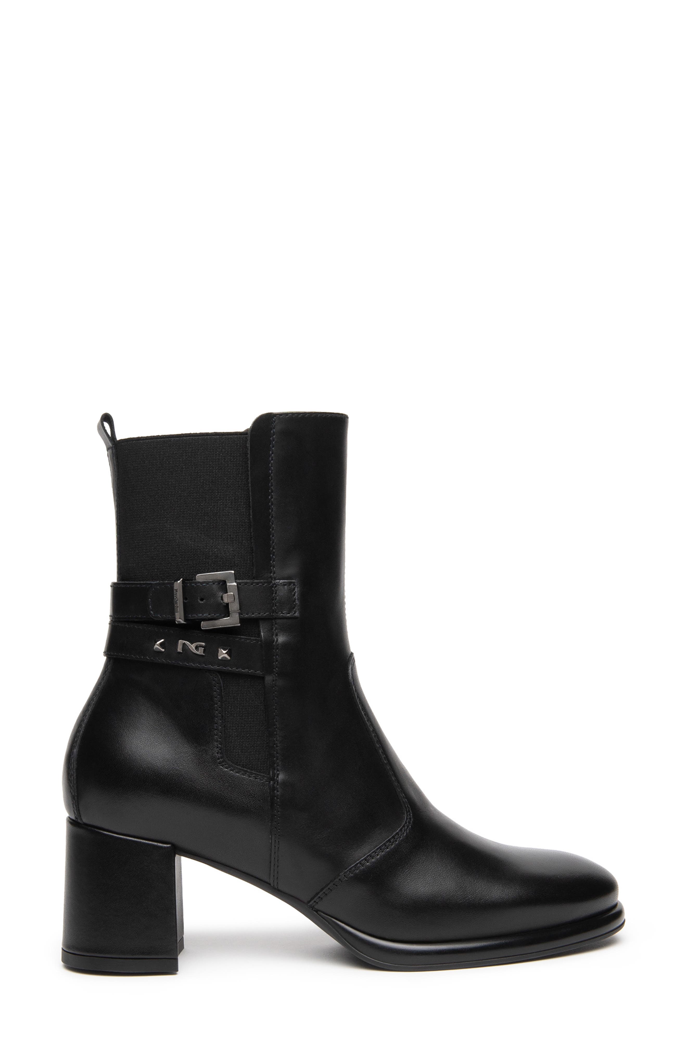 Block Heel Chelsea Bootie, Alternate, color, BLACK