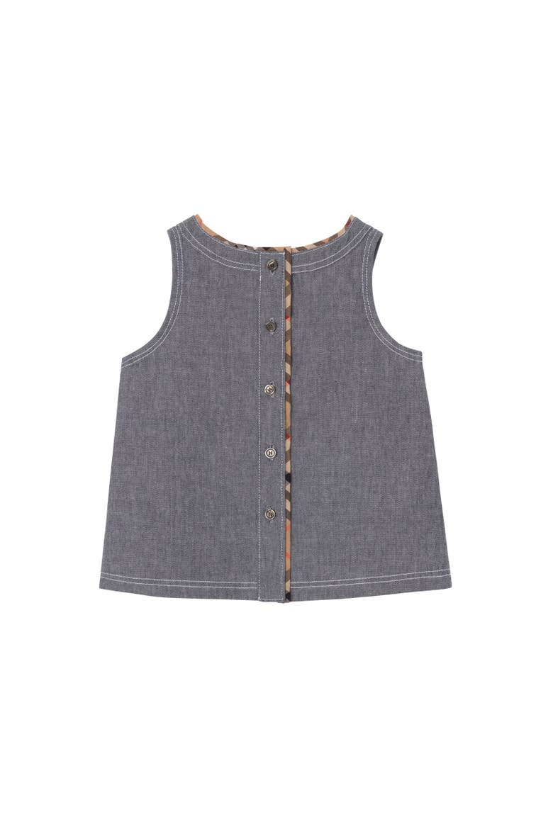 Girls' Cotton Chambray Top, Alternate, color, Damson blue melange