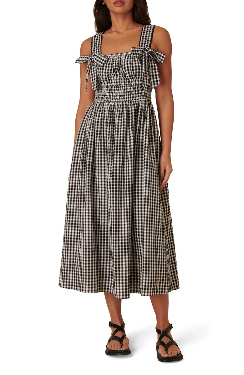 Nobody's Child Dallas Gingham Organic Cotton Midi Sundress, Main, color,