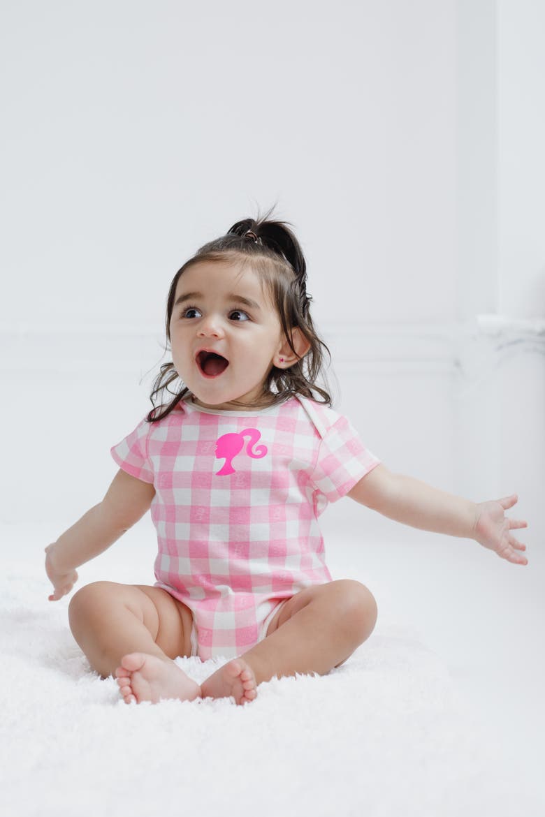 One Piece Short Sleeve Bodysuits, Alternate, color, Barbie Pink Tusk