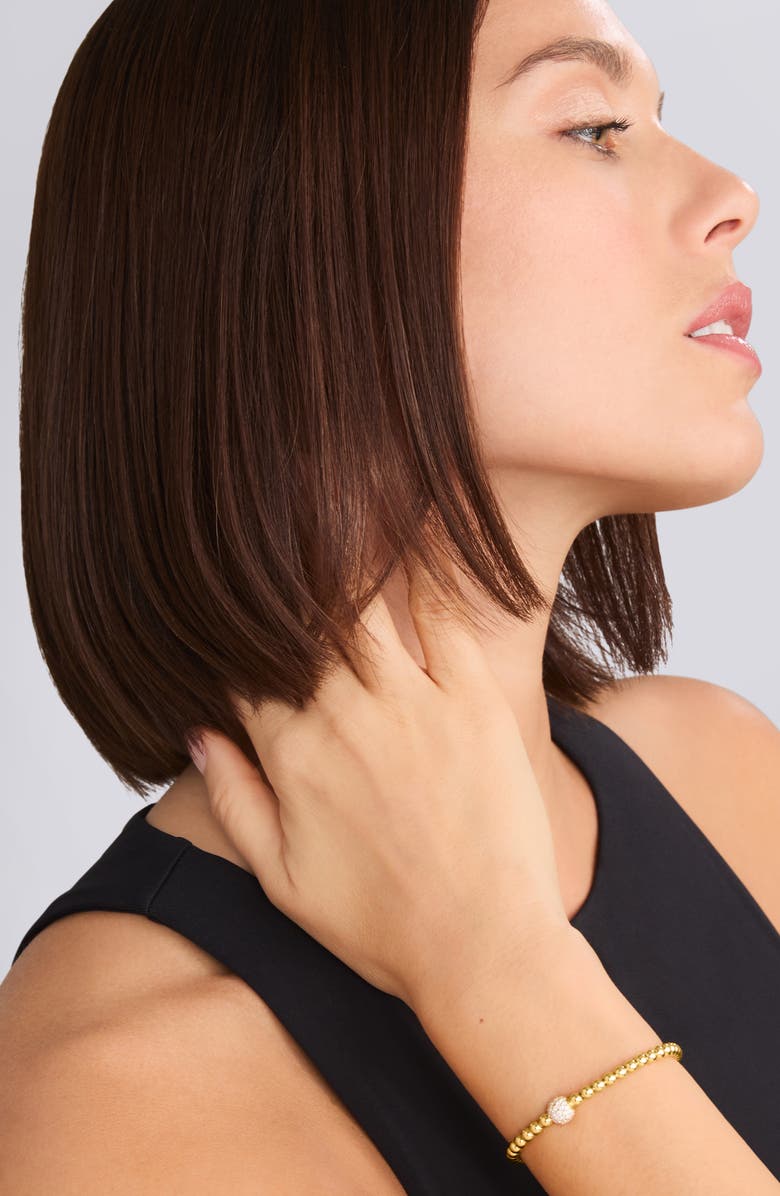 LAGOS Pavé Diamond Ball Caviar Stretch Bracelet, Alternate, color, Gold