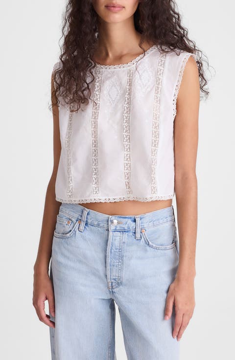 Embroidered Lace Insert Top