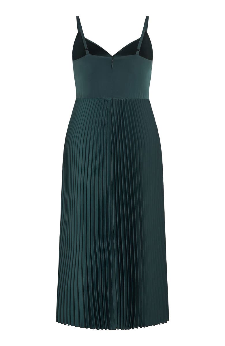 City Chic Ariana Pleated Sleeveless Dress, Alternate, color, Emerald