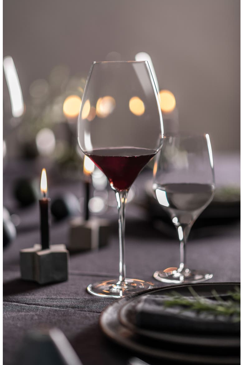 Alloro Set of 2 Burgundy Wine Glasses, Alternate, color, CLEAR