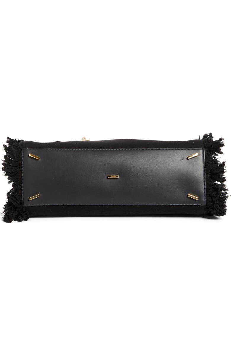 FERRAGAMO Medium Hug Fringed Top Handle Bag, Alternate, color, Nero