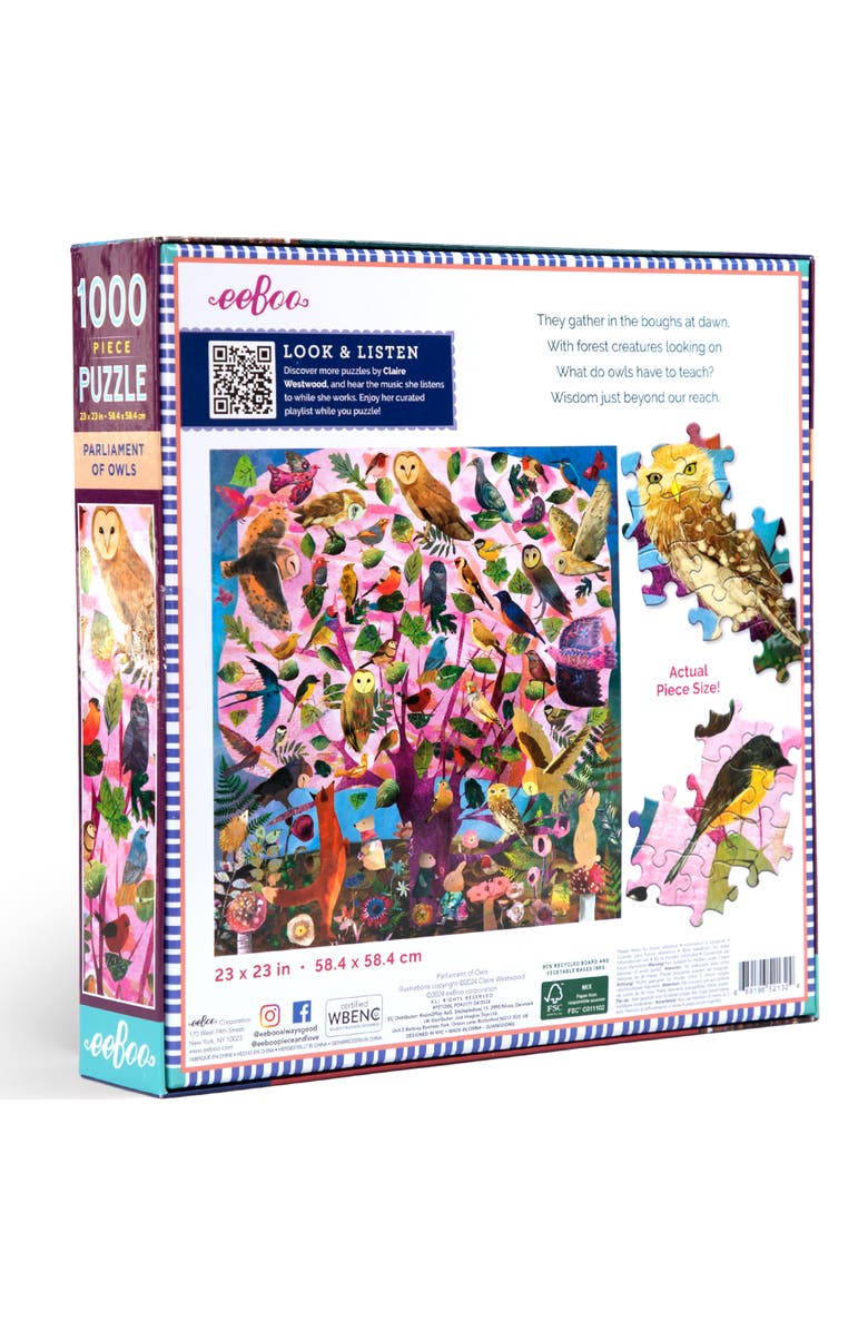 eeBoo Piece and Love Parliament Of Owls 1000 Piece Puzzle, Alternate, color, 