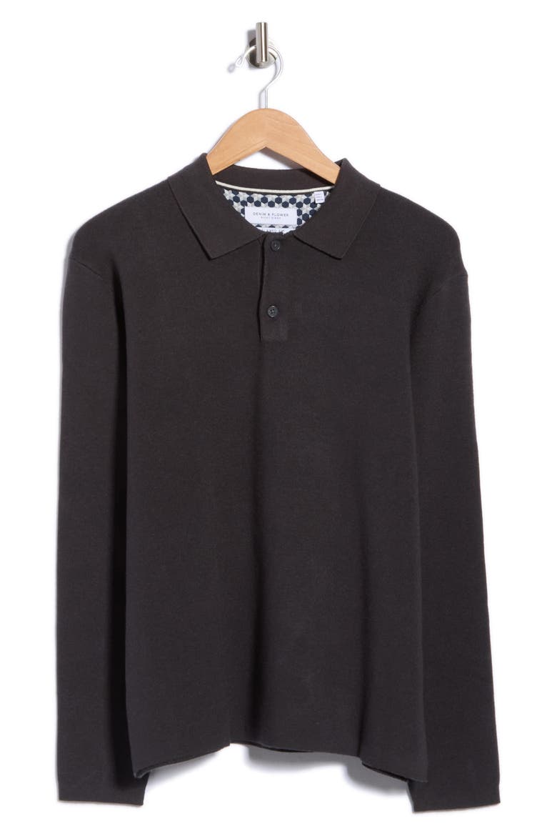 Long Sleeve Polo Sweater, Main, color, DARK GRAY