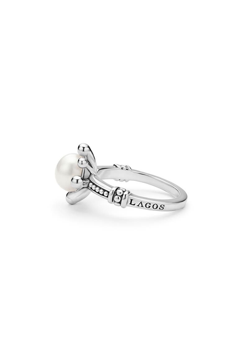 Luna Fleur Cultured Pearl Ring, Alternate, color, SILVER