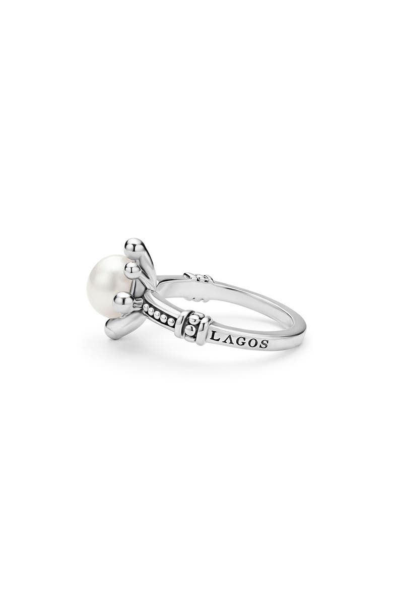 LAGOS Luna Fleur Cultured Pearl Ring, Alternate, color, Silver
