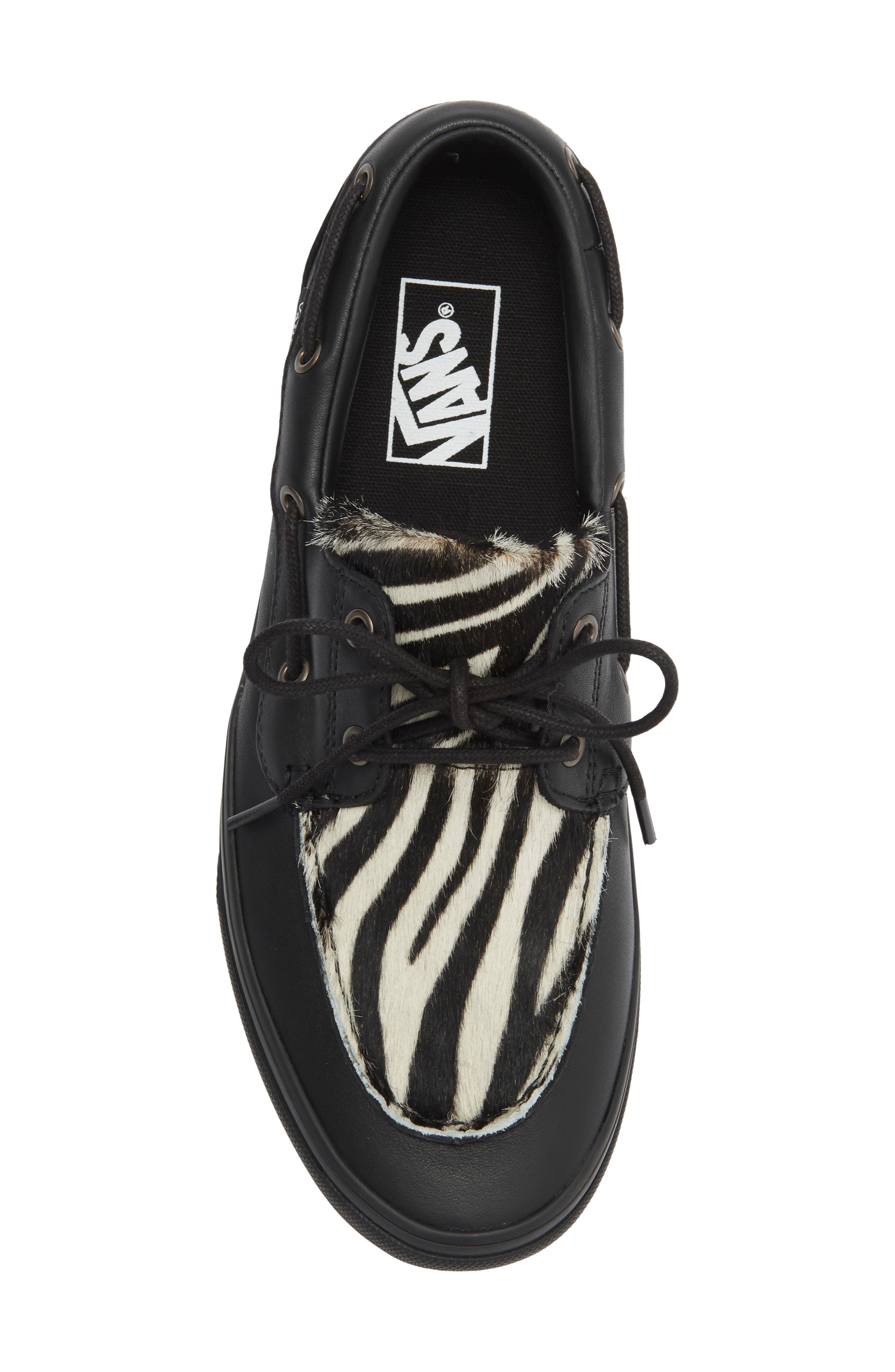 Genuine Calf Hair & Leather Boat Shoe, Alternate, color, PONY HAIR BLACK