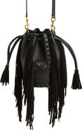 Valentino Garavani Small Nellcôte Fringed Leather Bucket Bag