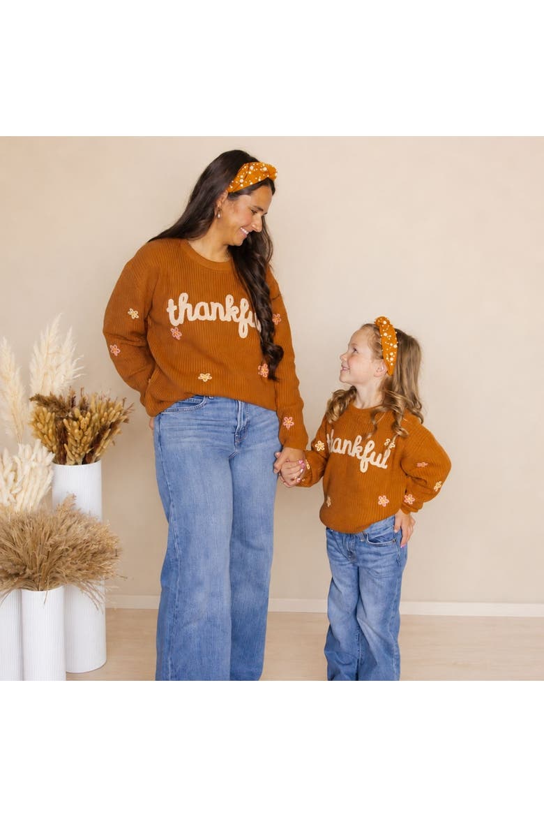 Thankful Thanksgiving Sweater, Alternate, color, Burnt Orange