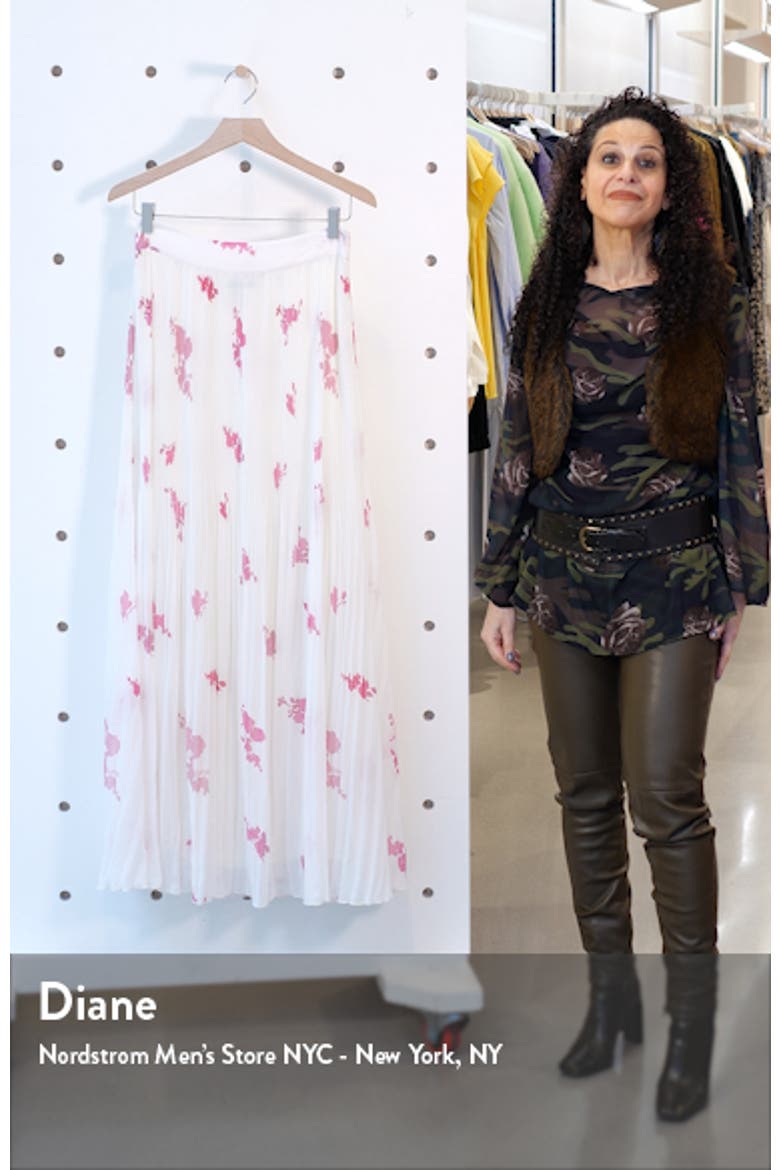 Ganni Rose Print Pleated Georgette Maxi Skirt (Nordstrom Exclusive ...