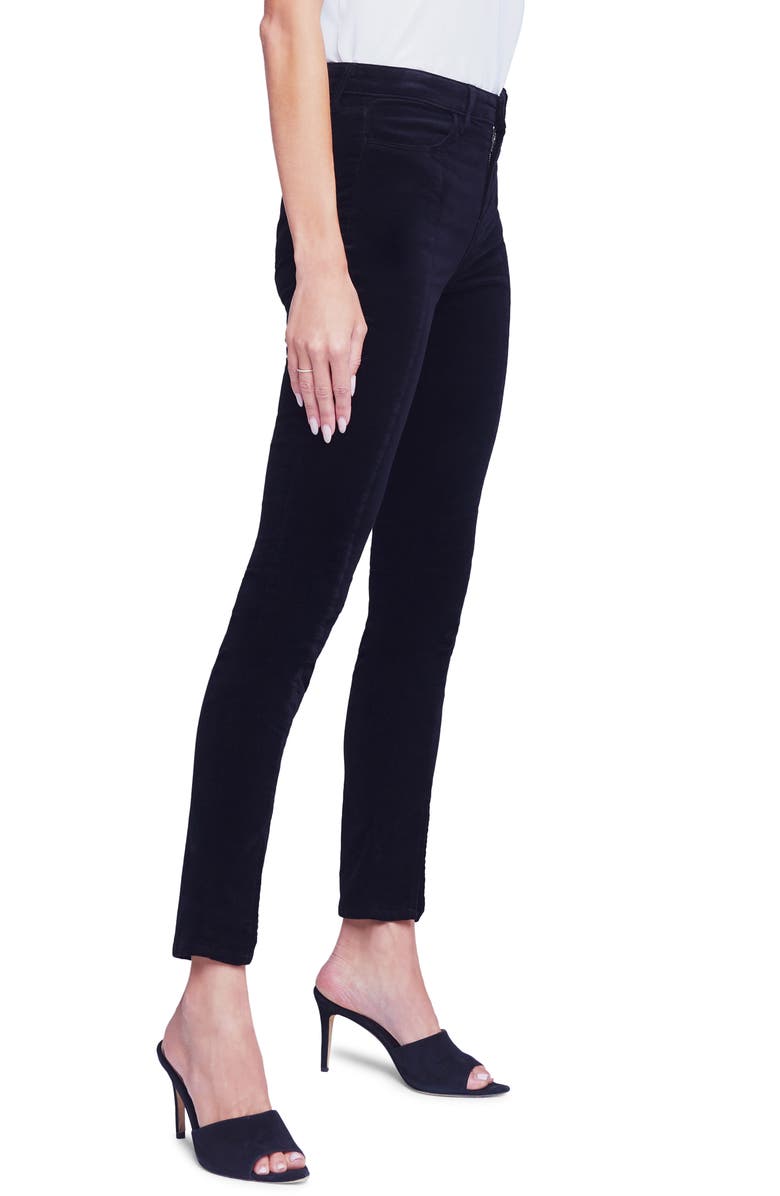 L'AGENCE Jyothi High Waist Split Ankle Skinny Jeans, Alternate, color, Noir