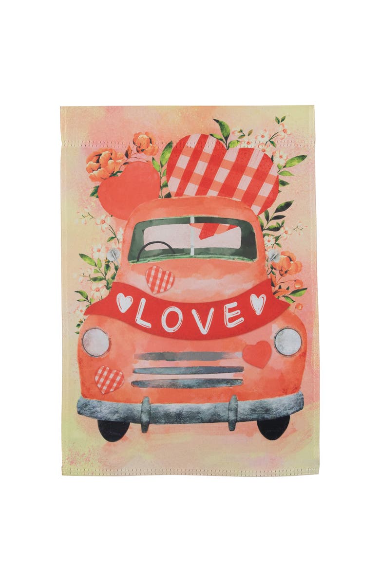 Northlight Love Banner and Vintage Car Garden Flag 12.5" x 18", Main, color, Red